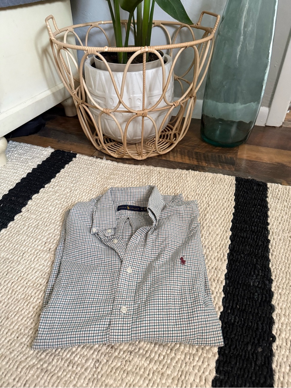 Ralph Lauren Small Green and White Check Button-Down Shirt